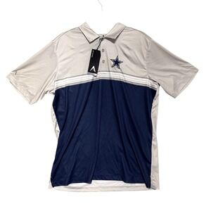 Antigua Mens Dallas Cowboys Polo Shirt Large Gray Navy Short Sleeve Golf NWT